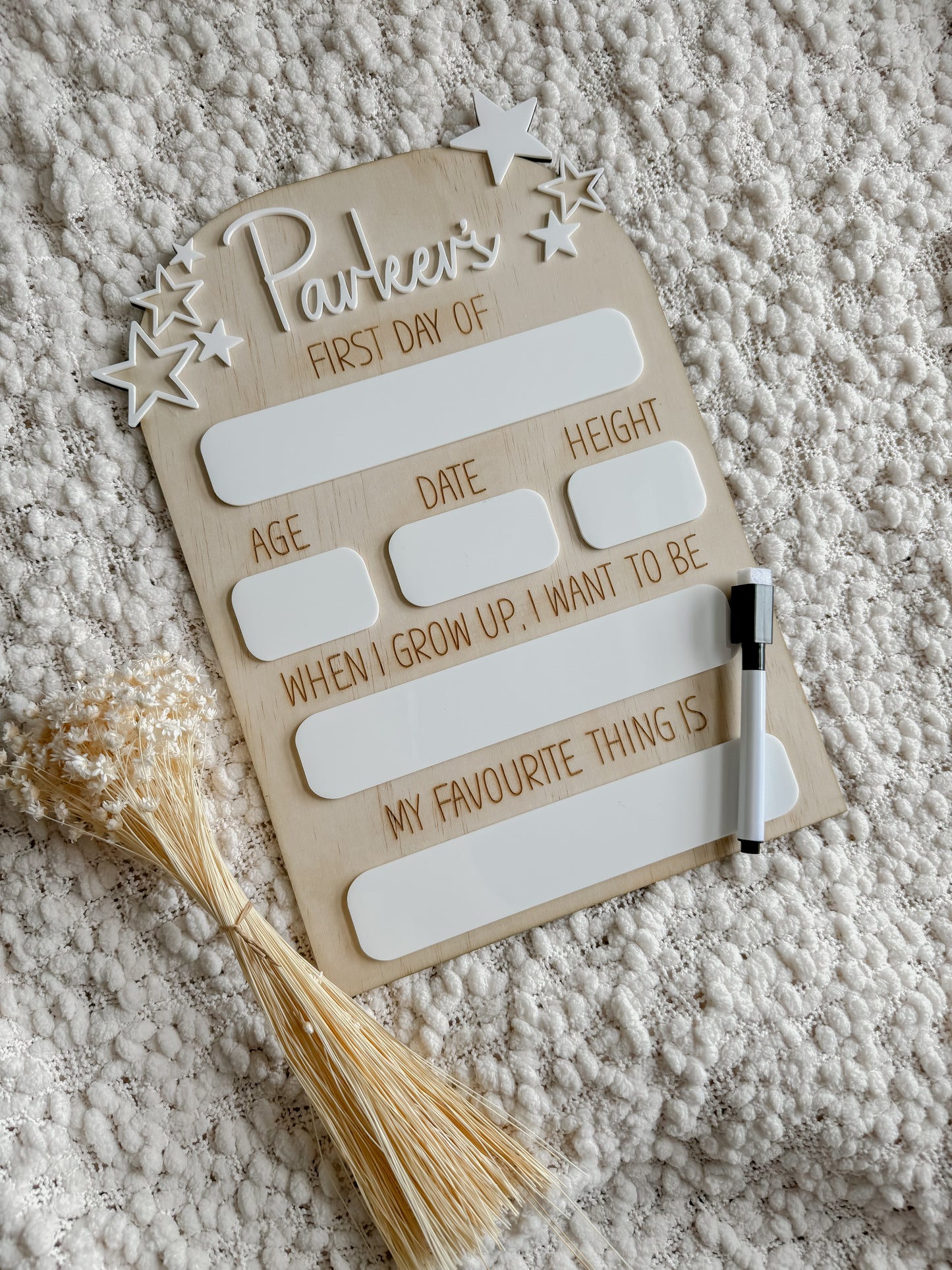 In The Stars Style Personalised First Day Boards