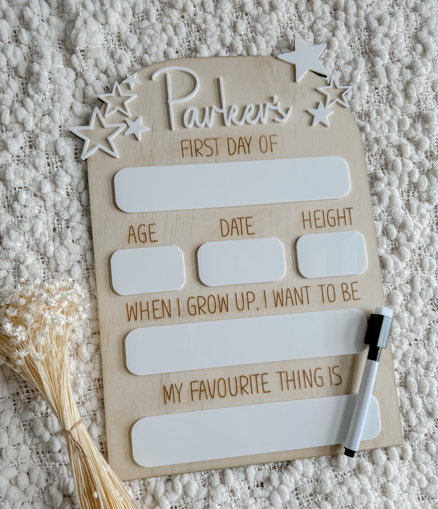 In The Stars Style Personalised First Day Boards