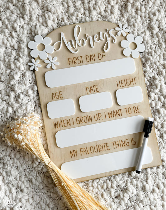 Daisy Style Personalised First Day Boards