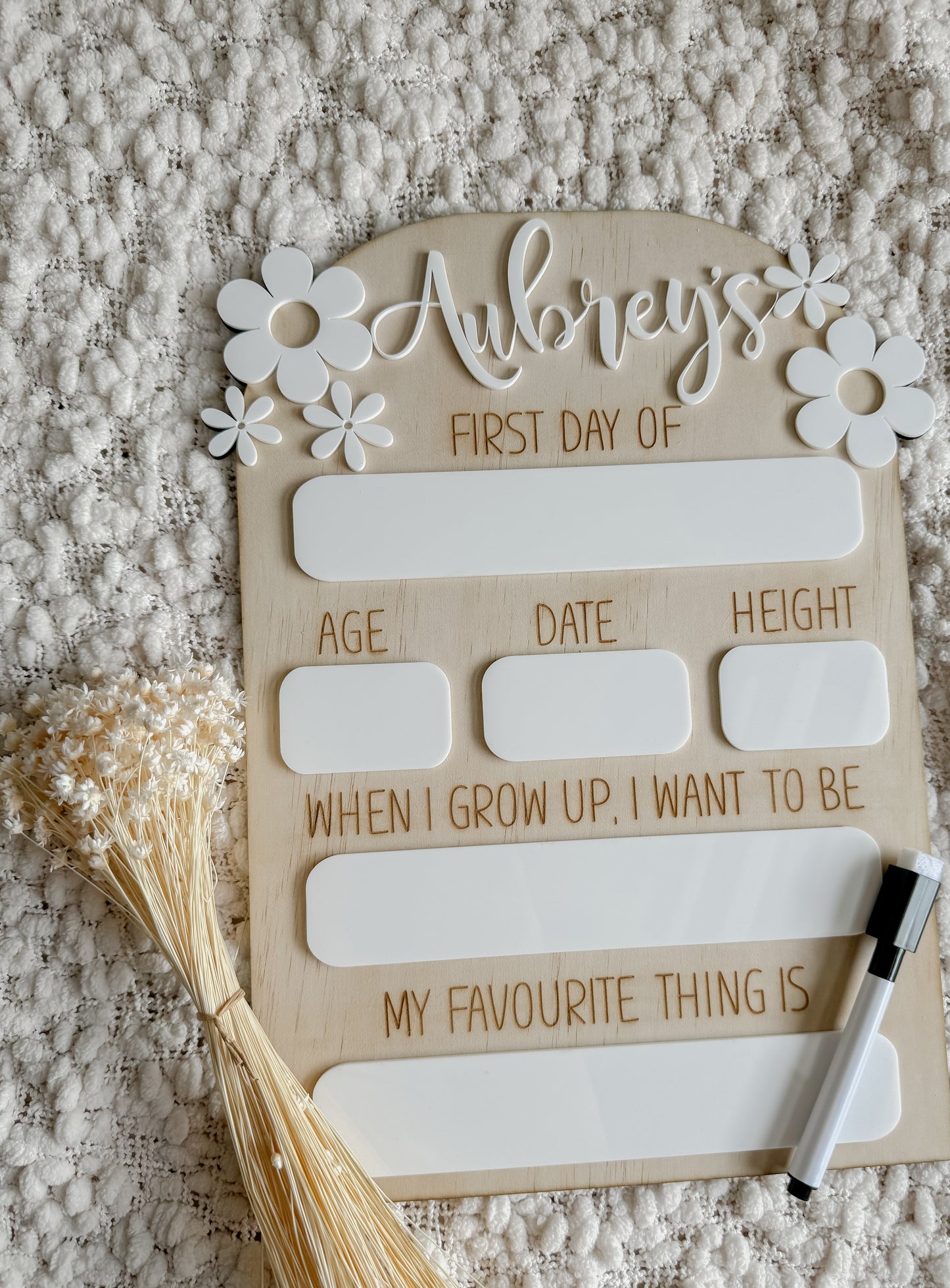 Daisy Style Personalised First Day Boards