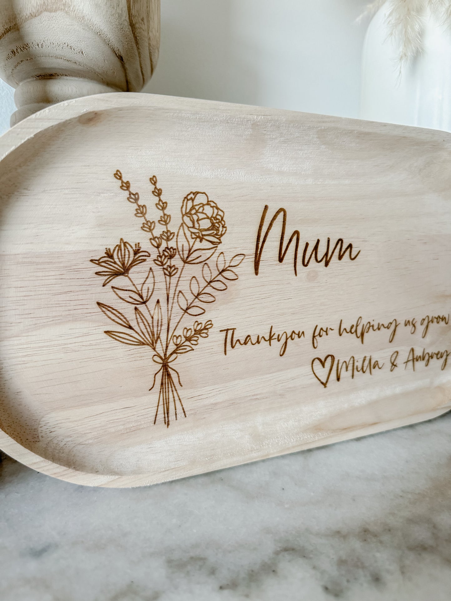 Birth Flower mothers day trinket tray