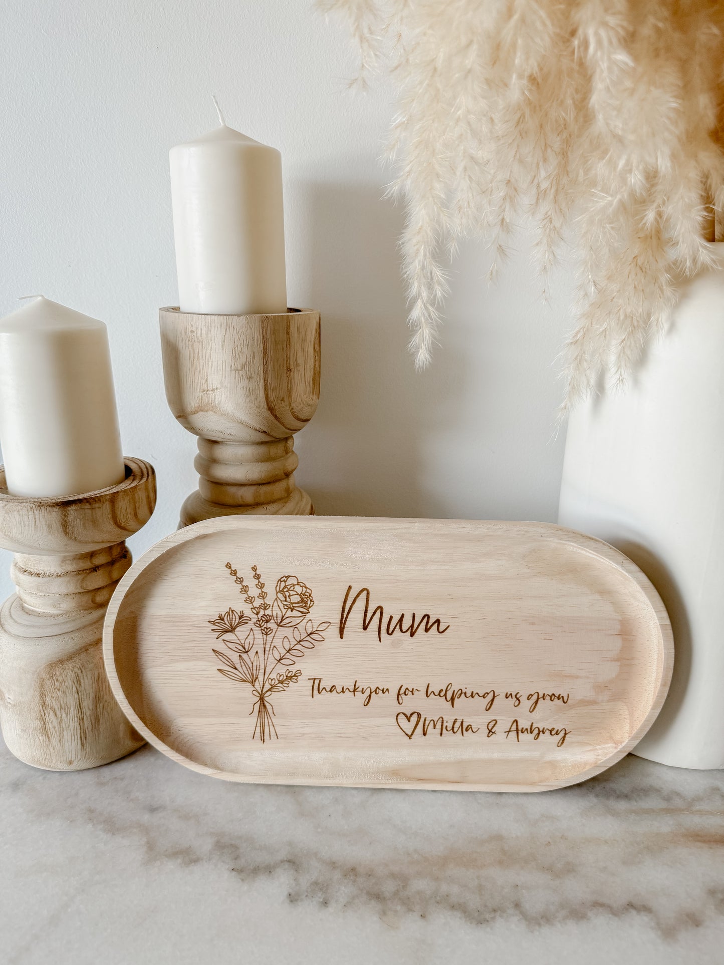 Birth Flower mothers day trinket tray