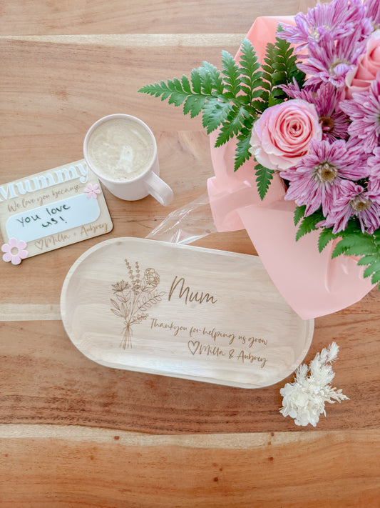 Birth Flower mothers day trinket tray