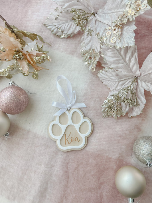 personalised Paw Dog Christmas Ornament